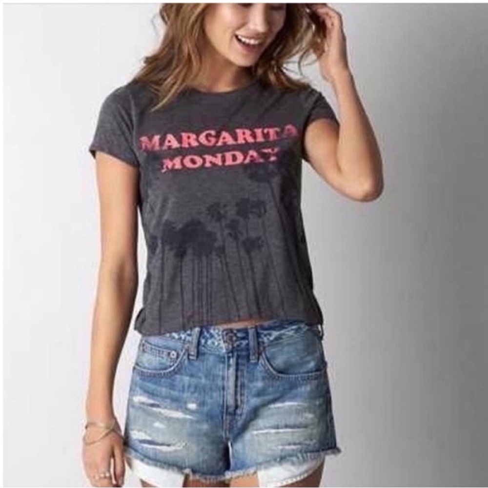 American Eagle t-shirt gray margarita graphic babydoll